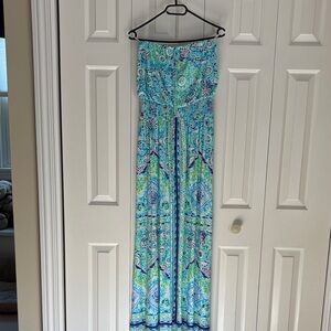Lilly Pulitzer Blue and Green Maxi Dress
